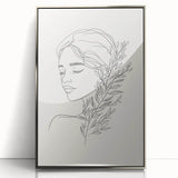 Bohemian Wall Art | Feminine Line Drawing with Botanical Elements | Modern Art