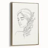 Bohemian Wall Art | Feminine Line Drawing with Botanical Elements | Modern Art