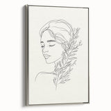 Bohemian Wall Art | Feminine Line Drawing with Botanical Elements | Modern Art