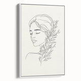 Bohemian Wall Art | Feminine Line Drawing with Botanical Elements | Modern Art