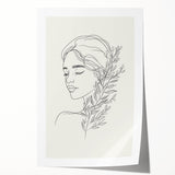 Bohemian Wall Art | Feminine Line Drawing with Botanical Elements | Modern Art