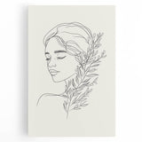 Bohemian Wall Art | Feminine Line Drawing with Botanical Elements | Modern Art