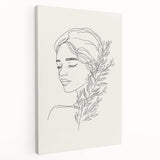 Bohemian Wall Art | Feminine Line Drawing with Botanical Elements | Modern Art