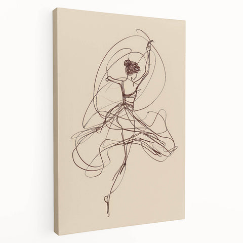 Bohemian Wall Art | Ballerina in Motion Line Drawing | Elegant Art Print