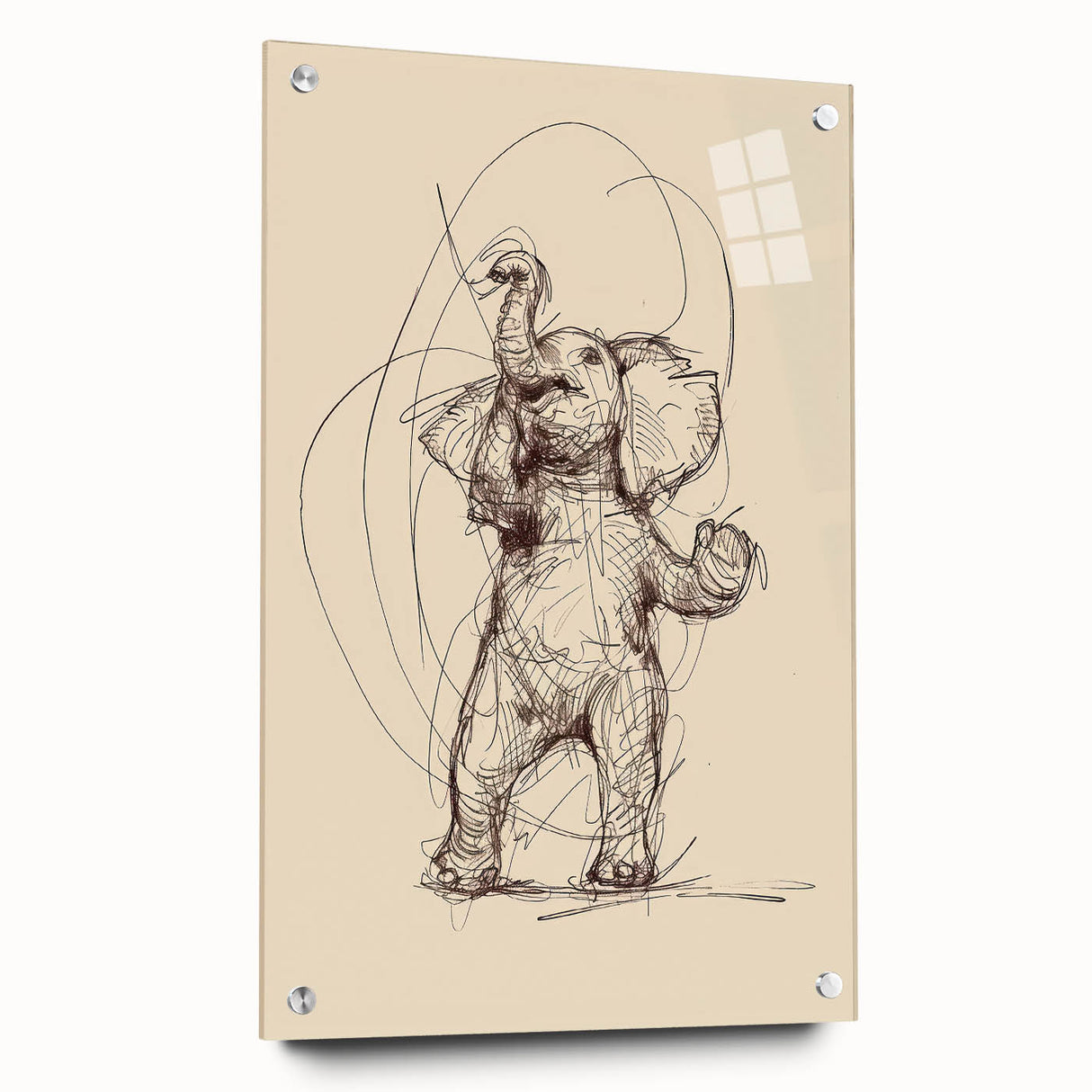 Bohemian Wall Art | Playful Elephant Sketch | Minimalist Animal Art Print