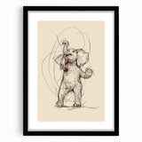 Bohemian Wall Art | Playful Elephant Sketch | Minimalist Animal Art Print