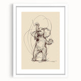 Bohemian Wall Art | Playful Elephant Sketch | Minimalist Animal Art Print