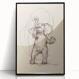 Bohemian Wall Art | Playful Elephant Sketch | Minimalist Animal Art Print