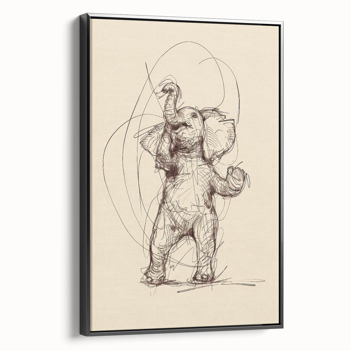 Bohemian Wall Art | Playful Elephant Sketch | Minimalist Animal Art Print