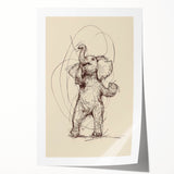 Bohemian Wall Art | Playful Elephant Sketch | Minimalist Animal Art Print