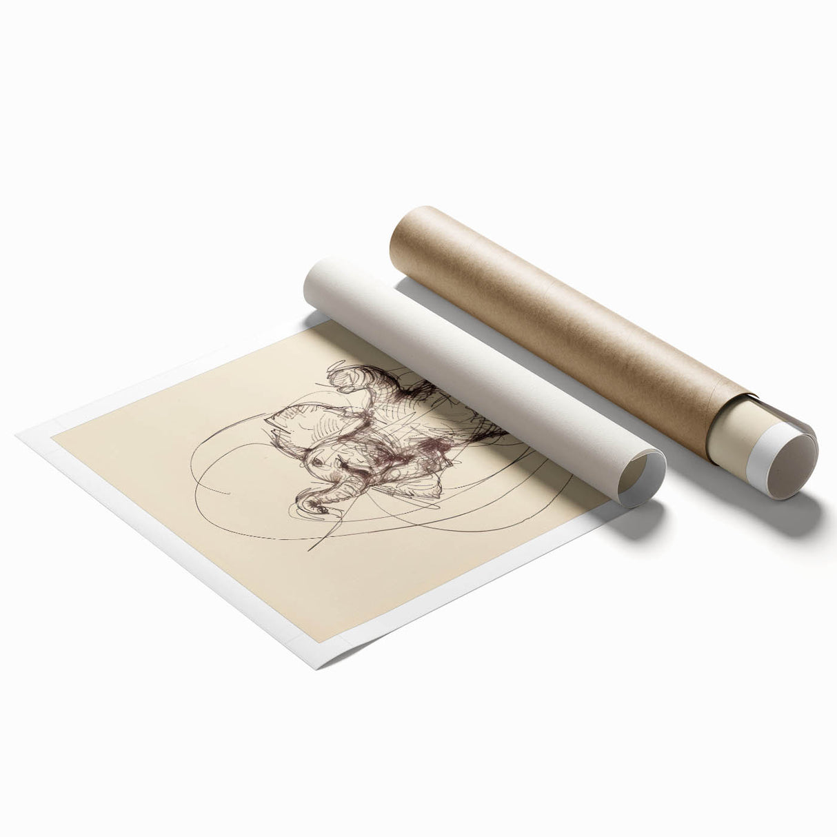 Bohemian Wall Art | Playful Elephant Sketch | Minimalist Animal Art Print