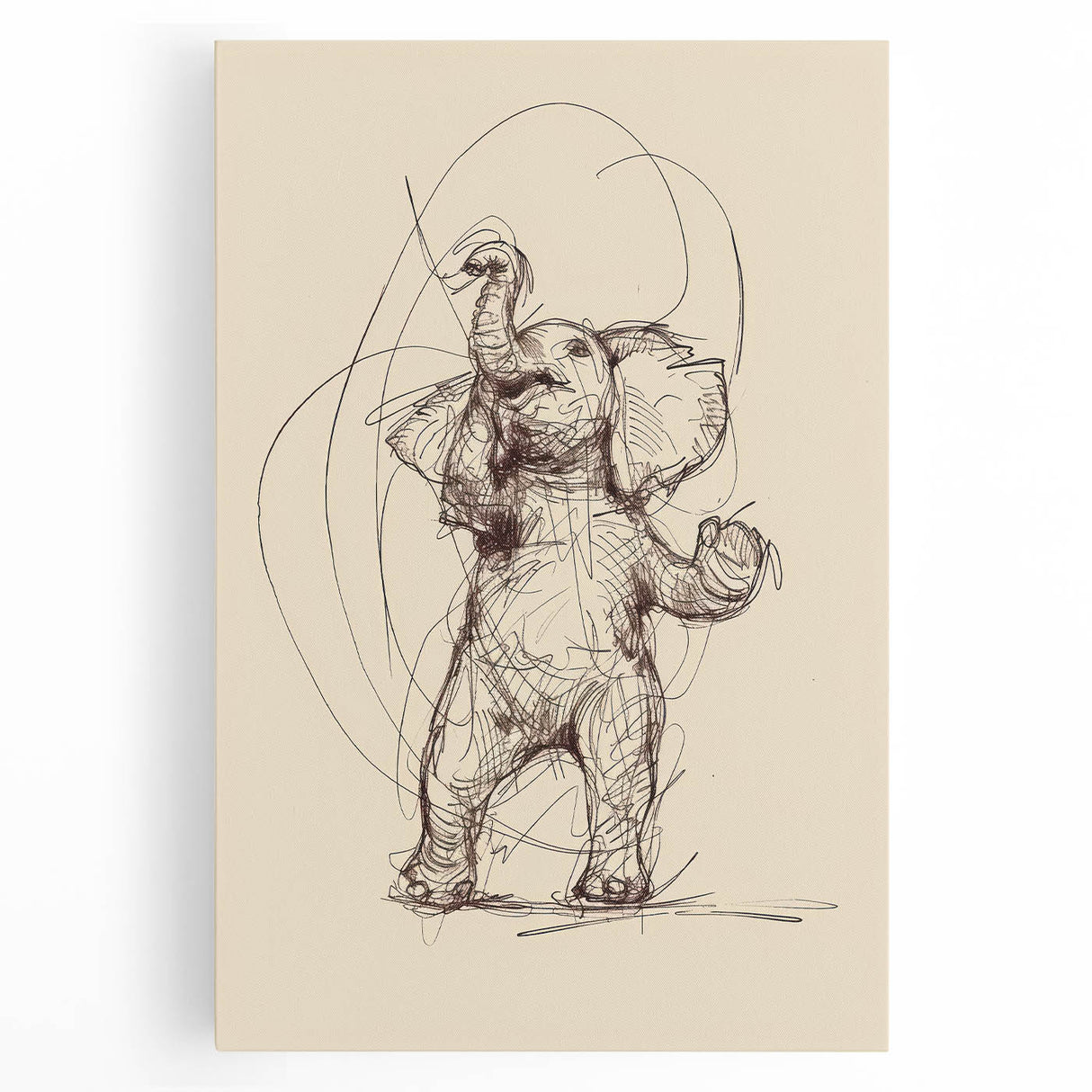 Bohemian Wall Art | Playful Elephant Sketch | Minimalist Animal Art Print