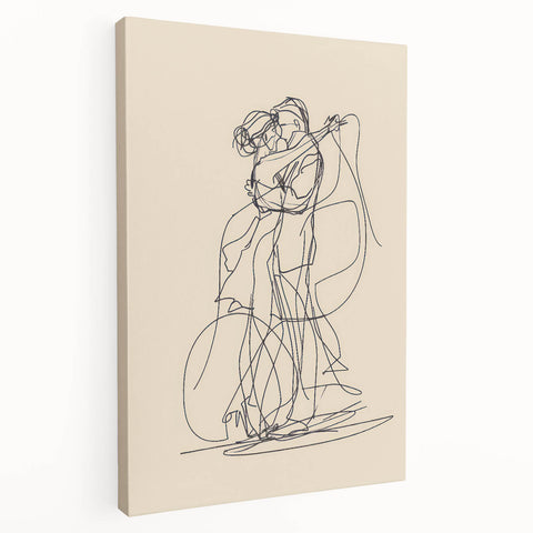 Bohemian Wall Art | Romantic Couple Line Drawing | Minimalist Love Art