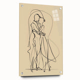 Bohemian Wall Art | Elegant Couple Embrace Line Drawing | Minimalist Art