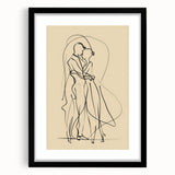 Bohemian Wall Art | Elegant Couple Embrace Line Drawing | Minimalist Art