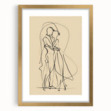 Bohemian Wall Art | Elegant Couple Embrace Line Drawing | Minimalist Art
