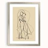 Bohemian Wall Art | Elegant Couple Embrace Line Drawing | Minimalist Art