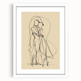 Bohemian Wall Art | Elegant Couple Embrace Line Drawing | Minimalist Art