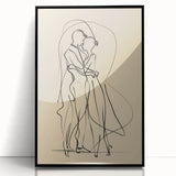 Bohemian Wall Art | Elegant Couple Embrace Line Drawing | Minimalist Art