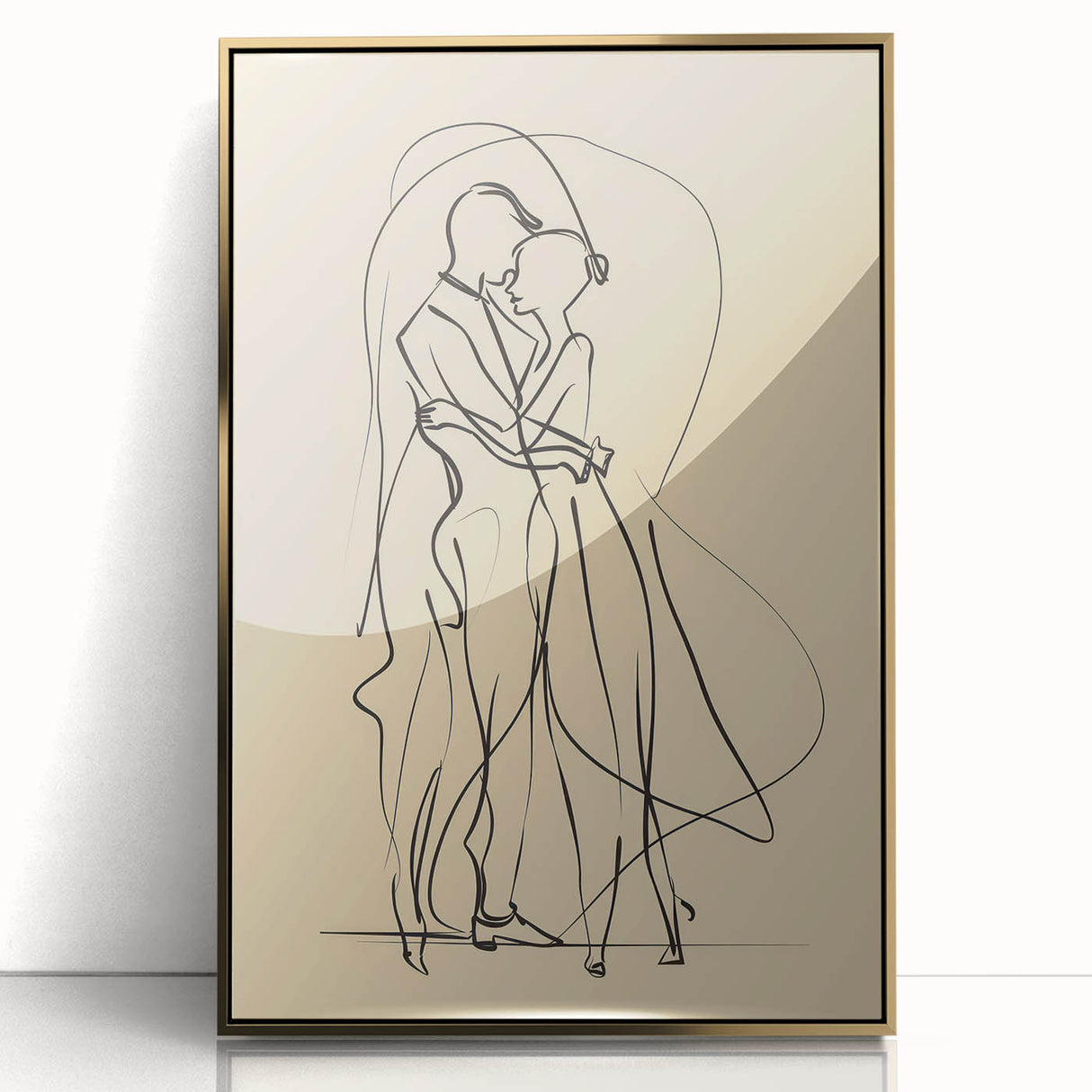 Bohemian Wall Art | Elegant Couple Embrace Line Drawing | Minimalist Art
