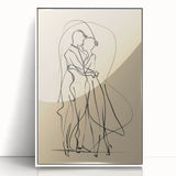 Bohemian Wall Art | Elegant Couple Embrace Line Drawing | Minimalist Art