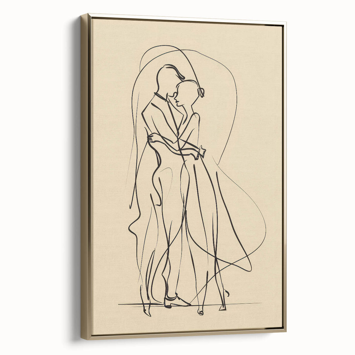 Bohemian Wall Art | Elegant Couple Embrace Line Drawing | Minimalist Art