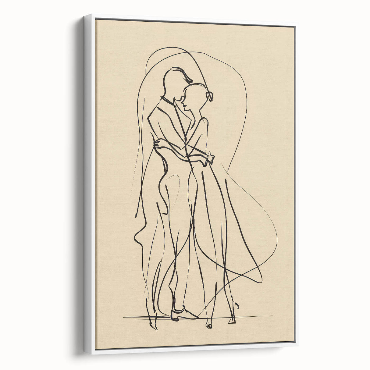 Bohemian Wall Art | Elegant Couple Embrace Line Drawing | Minimalist Art
