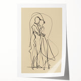 Bohemian Wall Art | Elegant Couple Embrace Line Drawing | Minimalist Art