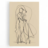 Bohemian Wall Art | Elegant Couple Embrace Line Drawing | Minimalist Art