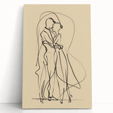 Bohemian Wall Art | Elegant Couple Embrace Line Drawing | Minimalist Art