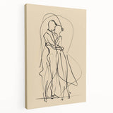 Bohemian Wall Art | Elegant Couple Embrace Line Drawing | Minimalist Art