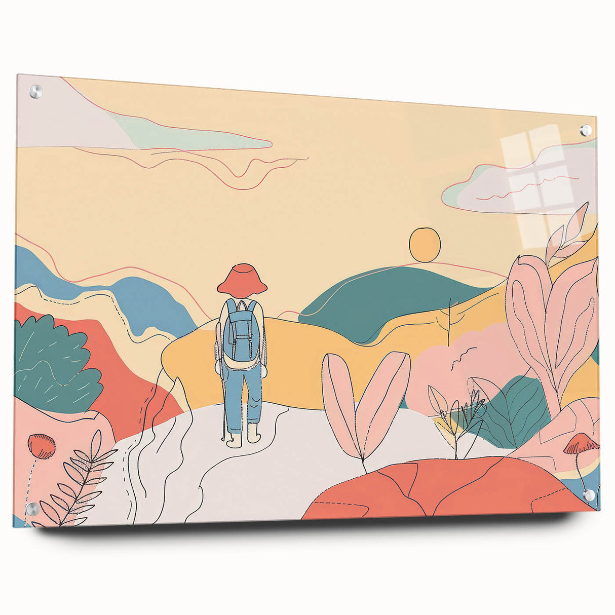 Boho Wall Art - Colorful Whimsical Nature Scene Bohemian Canvas Decor