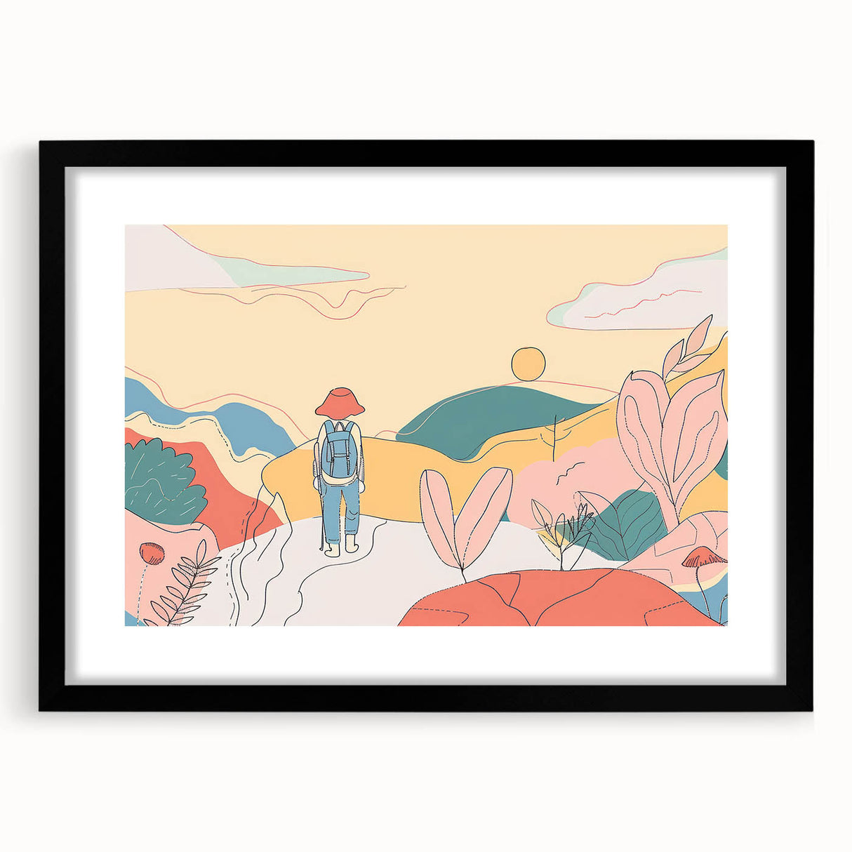 Boho Wall Art - Colorful Whimsical Nature Scene Bohemian Canvas Decor