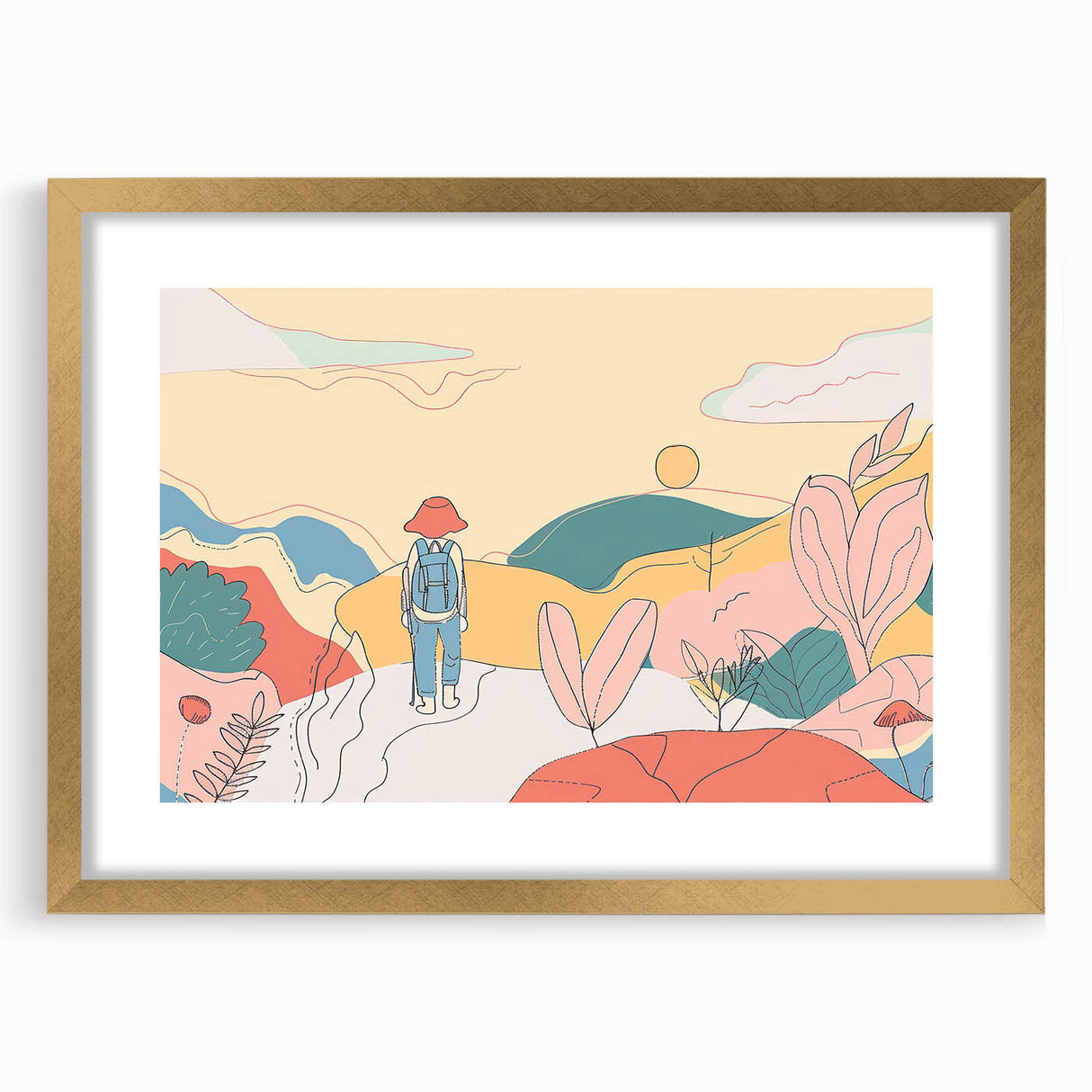 Boho Wall Art - Colorful Whimsical Nature Scene Bohemian Canvas Decor