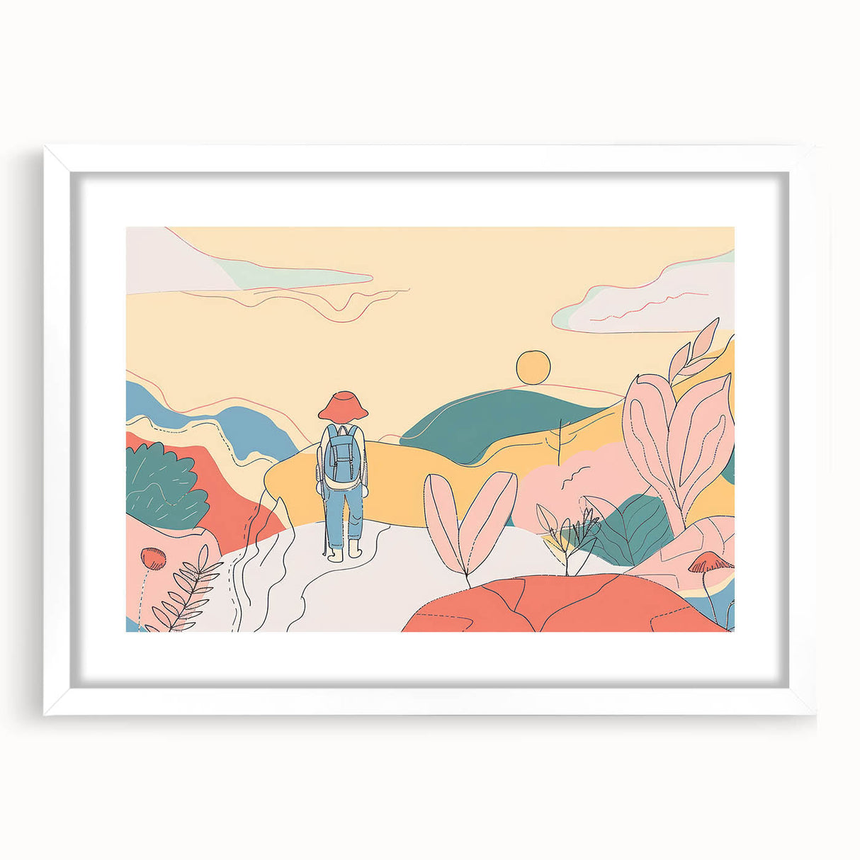 Boho Wall Art - Colorful Whimsical Nature Scene Bohemian Canvas Decor