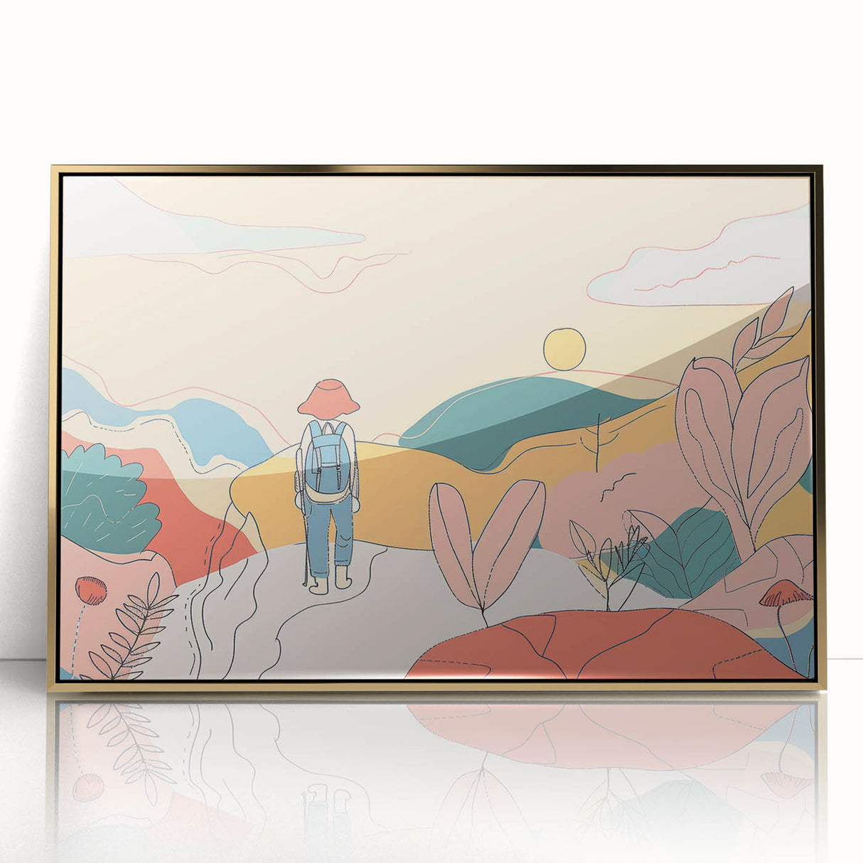Boho Wall Art - Colorful Whimsical Nature Scene Bohemian Canvas Decor