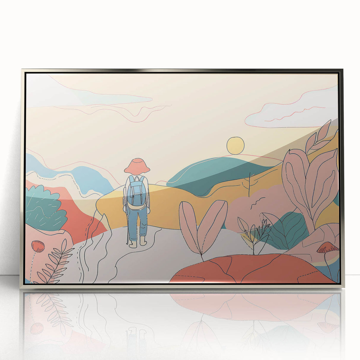 Boho Wall Art - Colorful Whimsical Nature Scene Bohemian Canvas Decor