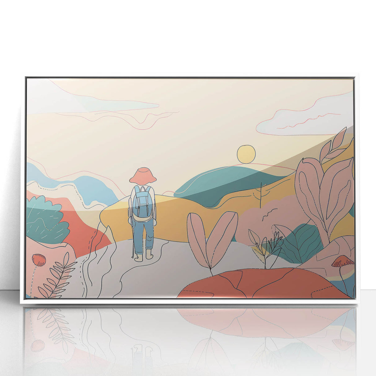 Boho Wall Art - Colorful Whimsical Nature Scene Bohemian Canvas Decor