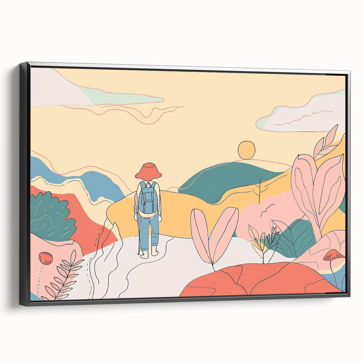 Boho Wall Art - Colorful Whimsical Nature Scene Bohemian Canvas Decor