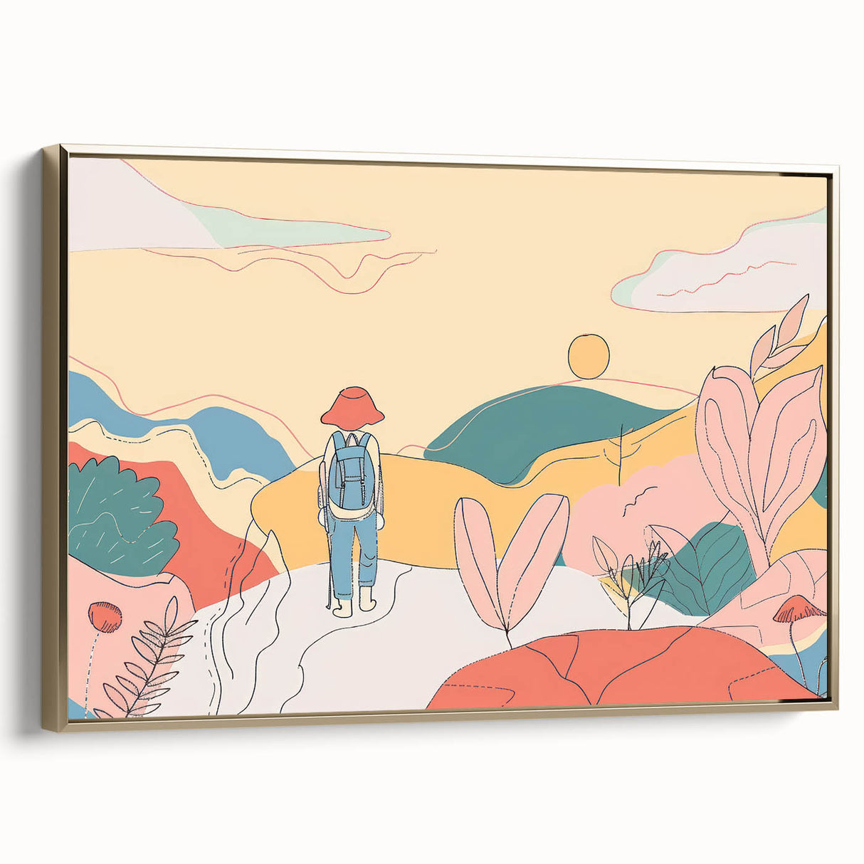 Boho Wall Art - Colorful Whimsical Nature Scene Bohemian Canvas Decor