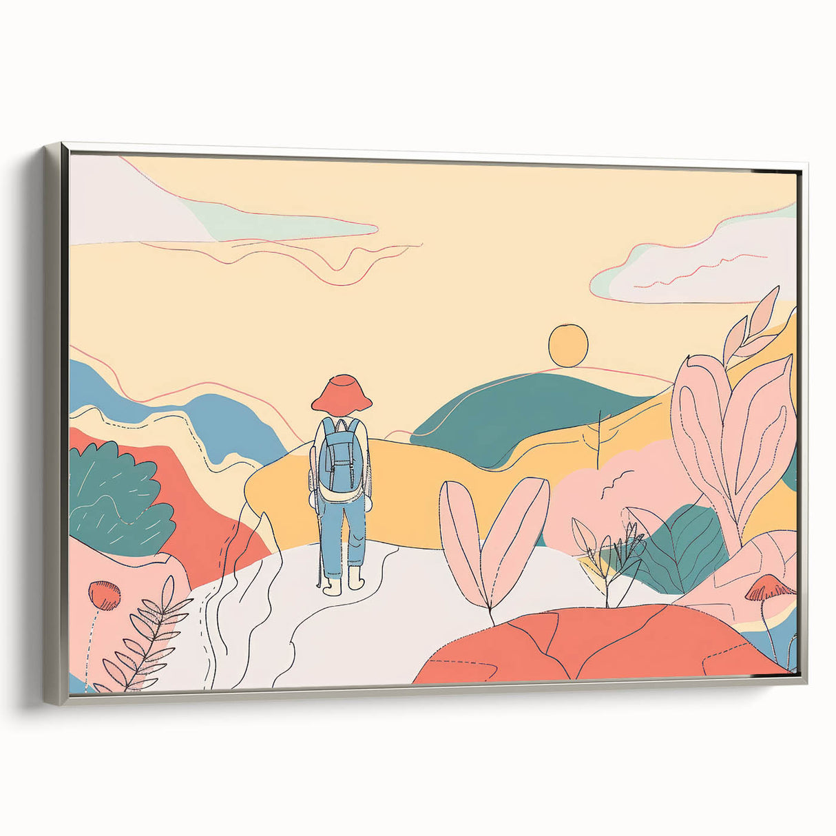 Boho Wall Art - Colorful Whimsical Nature Scene Bohemian Canvas Decor