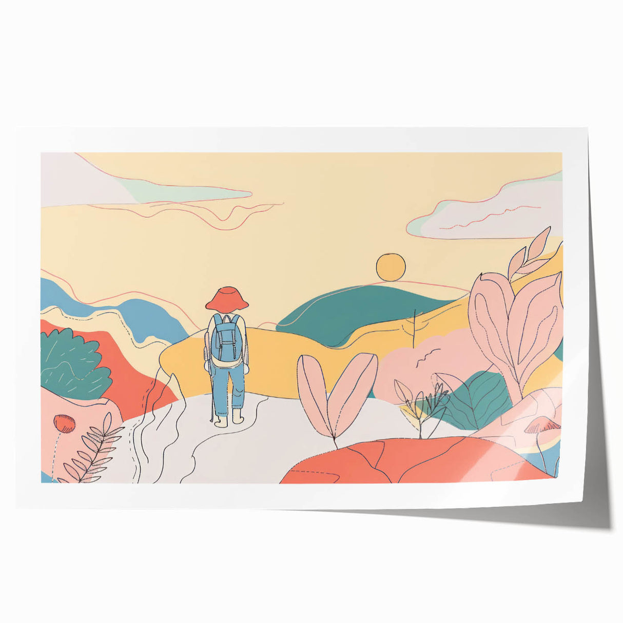 Boho Wall Art - Colorful Whimsical Nature Scene Bohemian Canvas Decor