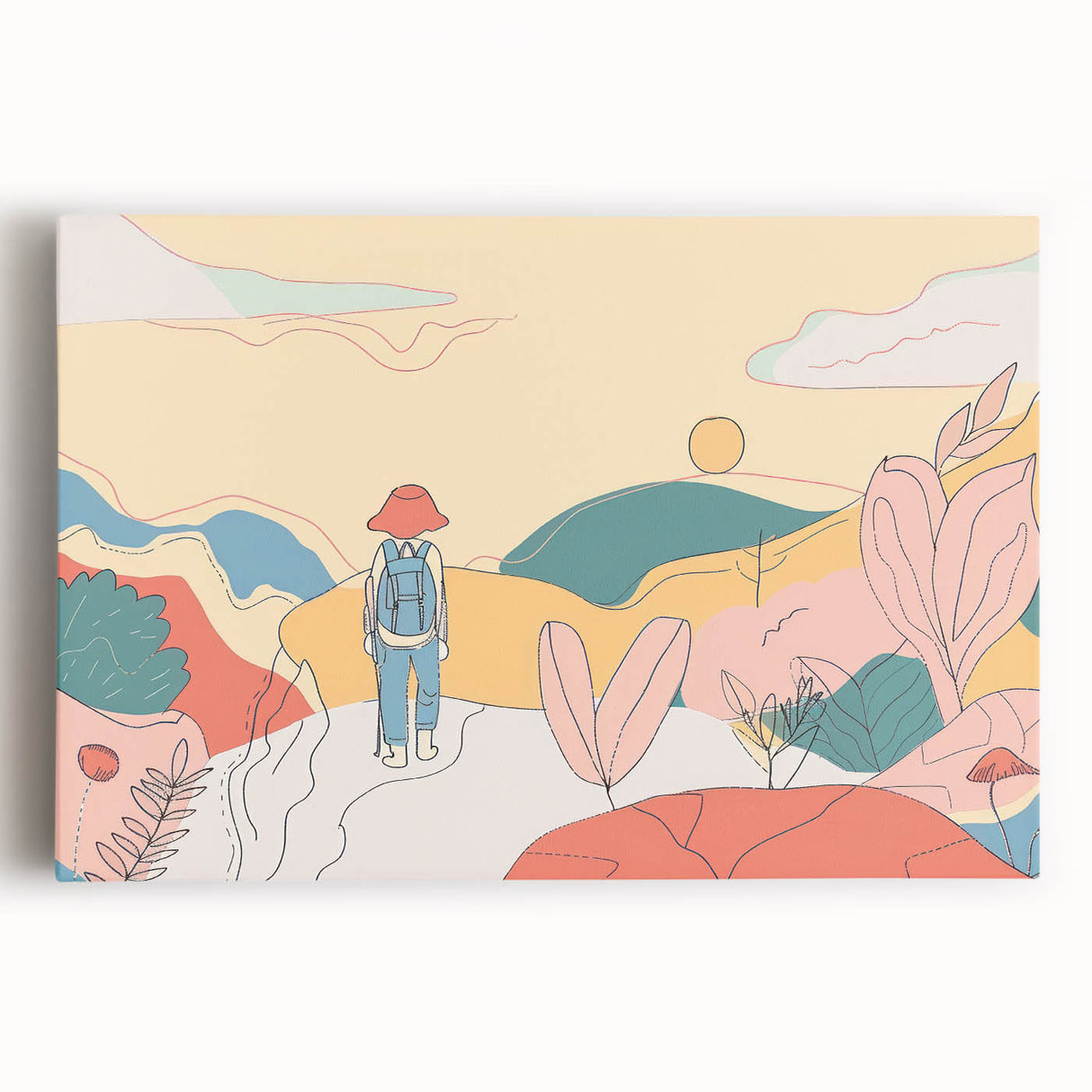 Boho Wall Art - Colorful Whimsical Nature Scene Bohemian Canvas Decor