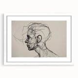 Boho Wall Decor - Abstract Line Art Portrait in Black Bohemian Canvas