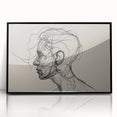 Boho Wall Decor - Abstract Line Art Portrait in Black Bohemian Canvas