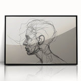 Boho Wall Decor - Abstract Line Art Portrait in Black Bohemian Canvas