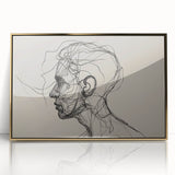 Boho Wall Decor - Abstract Line Art Portrait in Black Bohemian Canvas