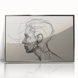 Boho Wall Decor - Abstract Line Art Portrait in Black Bohemian Canvas