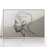 Boho Wall Decor - Abstract Line Art Portrait in Black Bohemian Canvas