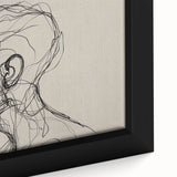 Boho Wall Decor - Abstract Line Art Portrait in Black Bohemian Canvas